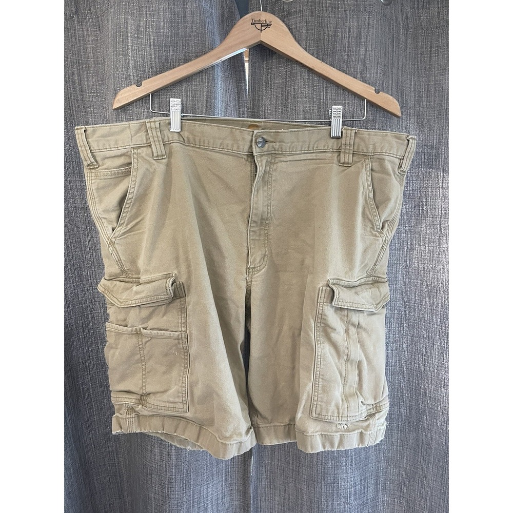 Distressed Carhartt Relaxed Fit Tan Khaki Canvas Cargo Shorts 103542 253 Sz 42